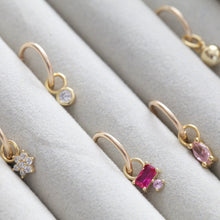 Load image into Gallery viewer, Belly Piercing • Tiny Belly Hoop • Simple Flower Navel Ring • Dainty Dangle Belly Ring • 14k Goldfill 925 Silver 18g Floral Belly Jewelry