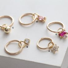 Load image into Gallery viewer, Belly Piercing • Tiny Belly Hoop • Simple Flower Navel Ring • Dainty Dangle Belly Ring • 14k Goldfill 925 Silver 18g Floral Belly Jewelry