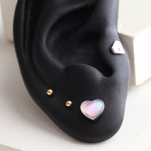 Load image into Gallery viewer, Heart Bubble Cartilage Earrings • Rainbow Push in Flatbacks • Y2K Conch Studs • Statement Labret • Dainty Silver Piercing • Popular Studs