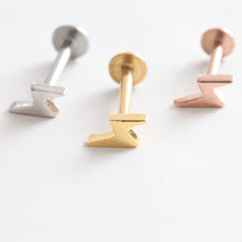 Load image into Gallery viewer, Lighting Bolt Threadless Flat back • 20g 18g 16g Conch Studs • Tiny Helix Earring • Tragus Push in • Small Cartilage Earrings • Cute Tragus