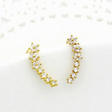 Load image into Gallery viewer, CZ Dainty curved cartilage earring, fashion earrings, cute ear sweep, ear Climbers, delicate earrings, dainty earring, star line earring