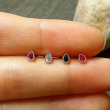 Load image into Gallery viewer, CZ Tiny Teardrop Tragus Labret, threadless pushback studs, small cartilage earring, dainty conch, tiny tragus piercing, medusa lip labret