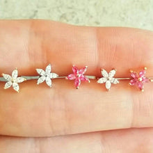 Load image into Gallery viewer, CZ flower cartilage earring, mini flower threadless labret, elegant tragus barbell, conch stud, flower studs, tiny flower cartilage earring