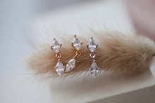 Load image into Gallery viewer, Diamond Dangle Belly Ring • 16g 14g Dainty Belly Button Ring • Small Gold Navel Ring • Silver Piercing • Sparkly Rose gold Drop Piercings
