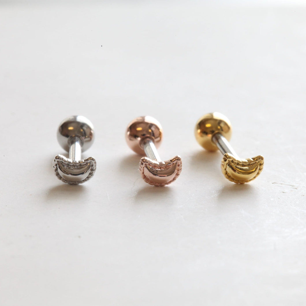 Crescent Moon Threadless Pushpin Labret • Whimsigoth Moon Cartilage Earring • Enchanted Butterfly Tragus • Conch Piercing • Gold Star Stud