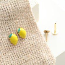 Load image into Gallery viewer, Mommy &amp; Me Fruit Earrings • Safe for Toddlers • Silver Conch Stud • Strawberry Piercings • Avocado Earrings • Lemon Fruit Pushback Studs