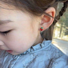 Load image into Gallery viewer, Mommy &amp; Me Fruit Earrings • Safe for Toddlers • Silver Conch Stud • Strawberry Piercings • Avocado Earrings • Lemon Fruit Pushback Studs