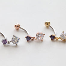 Load image into Gallery viewer, Purple Dangle Belly Ring • Dainty Belly Button Ring • Drop Belly Ring • Hot Pink Drop Navel Rings • Small Belly Button Rings • Minimalistic