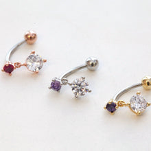 Load image into Gallery viewer, Purple Dangle Belly Ring • Dainty Belly Button Ring • Drop Belly Ring • Hot Pink Drop Navel Rings • Small Belly Button Rings • Minimalistic