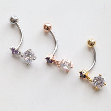 Load image into Gallery viewer, Purple Dangle Belly Ring • Dainty Belly Button Ring • Drop Belly Ring • Hot Pink Drop Navel Rings • Small Belly Button Rings • Minimalistic