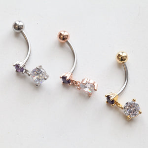 Purple Dangle Belly Ring • Dainty Belly Button Ring • Drop Belly Ring • Hot Pink Drop Navel Rings • Small Belly Button Rings • Minimalistic