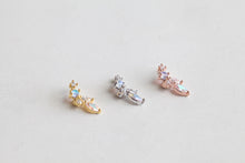 Load image into Gallery viewer, Aurora Earrings • Blossom Flower Threadless Labret • Long Flower Piercing • Spring Floral Cartilage Stud • Moonstone Earrings for Women