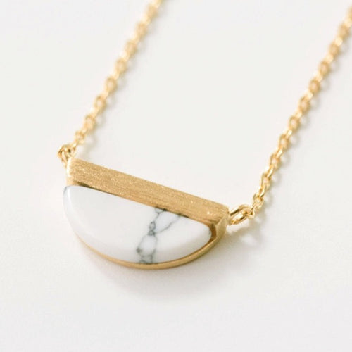 Semi Circle Gemstone Necklace - Origami Jewels