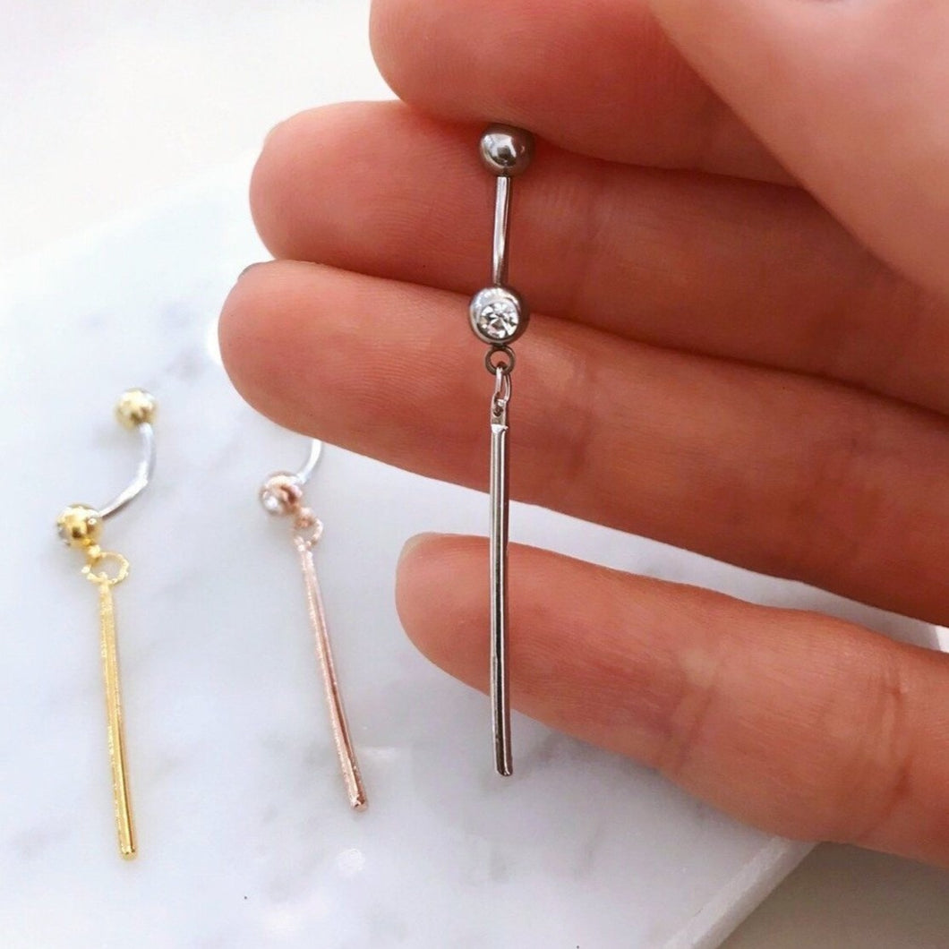 Bar Dangle Belly Ring - Origami Jewels