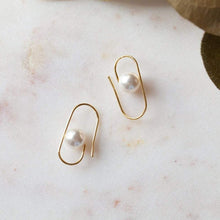 Load image into Gallery viewer, Paperclip Pearl Earrings - Origami Jewels