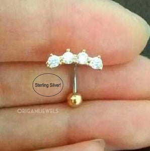 CZ Crown Belly Ring (Sterling Silver)