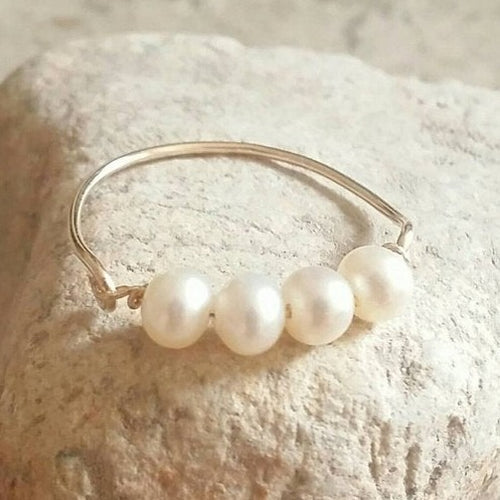 Pearl Line Ring - Origami Jewels
