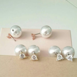 16g Triangle Pearl Back Earrings - Origami Jewels