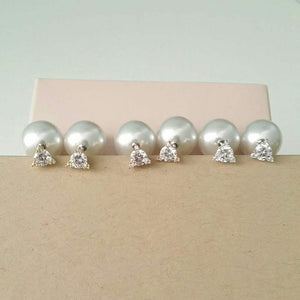 16g Triangle Pearl Back Earrings - Origami Jewels