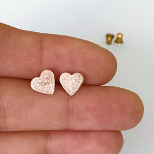Scratched Heart Studs - Origami Jewels