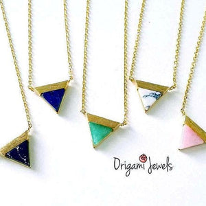 Triangle Gemstone Necklace - Origami Jewels
