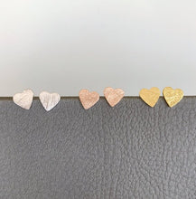 Load image into Gallery viewer, Scratched Heart Studs - Origami Jewels