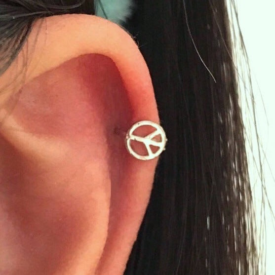 Peace sign hoop earrings discount