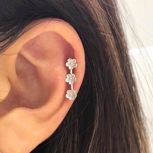 925 Silver Flower Ear Sweep - Origami Jewels