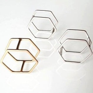 Double Hexagon Ring - Origami Jewels