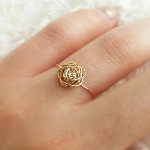 Gold Wire Rose Ring - Origami Jewels