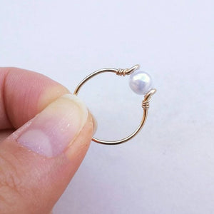 Pearl Wire Ring - Origami Jewels