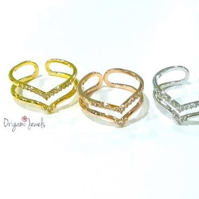 Layered Chevron Ring - Origami Jewels