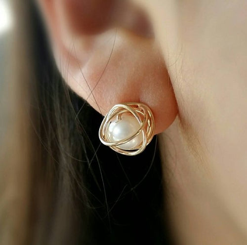 Pearl Knot Earrings - Origami Jewels