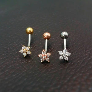 CZ Flower Belly Button Ring, Sterling Silver belly ring, floating navel ring, gold dainty small belly rings, belly piercing belly jewelry