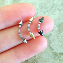 Load image into Gallery viewer, 16g Belly Button Ring, pointy ends, arrow belly rings, classic belly rings, two cone naval ring, basic belly piercing, silver belly jewelry