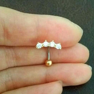 CZ Crown Belly Button Ring, Sterling Silver floating navel ring line belly rings gold beautiful small crown dainty sparkly navel jewelry