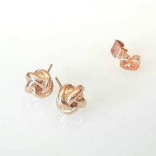 Load image into Gallery viewer, Rose Gold Knot Earrings - Origami Jewels