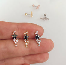 Load image into Gallery viewer, 16g 18g 20g Shooting Star cartilage threadless labret, cute ear sweep, ear Climbers, delicate earrings, dainty conch stud, star line earring