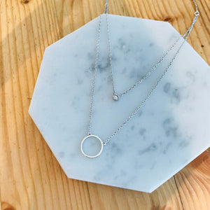 Stone Choker/Circle Layer Necklace - Origami Jewels