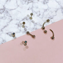 Load image into Gallery viewer, 4mm Ball earrings, medusa piercing, Swarovski ball barbell, simple tragus threadless push pin, comfortable hypoallergenic everyday studs