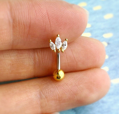 3CZ Crown Belly Button Ring, floating navel ring, dainty belly ring, gold belly rings, small belly rings, belly piercing small belly jewelry
