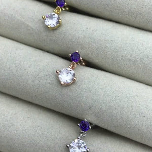 CZ Purple Dangle Earring - Origami Jewels
