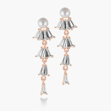 Load image into Gallery viewer, Pearl Dangle Fan Earrings - Origami Jewels