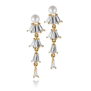 Pearl Dangle Fan Earrings - Origami Jewels