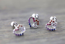Load image into Gallery viewer, CZ Rainbow Heart Earring