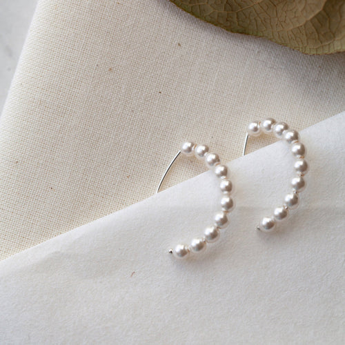 Silver Pearl Hoop - Origami Jewels