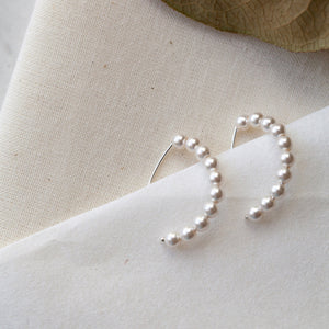 Silver Pearl Hoop - Origami Jewels