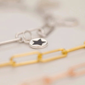 Thick rectangle link bracelet with charms - Origami Jewels