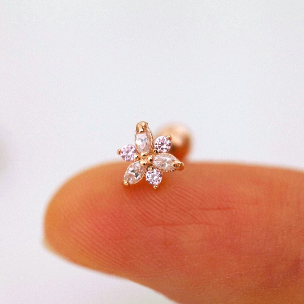 Pink Daffodil Flower Earring - Origami Jewels