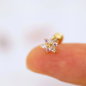 Pink Daffodil Flower Earring - Origami Jewels